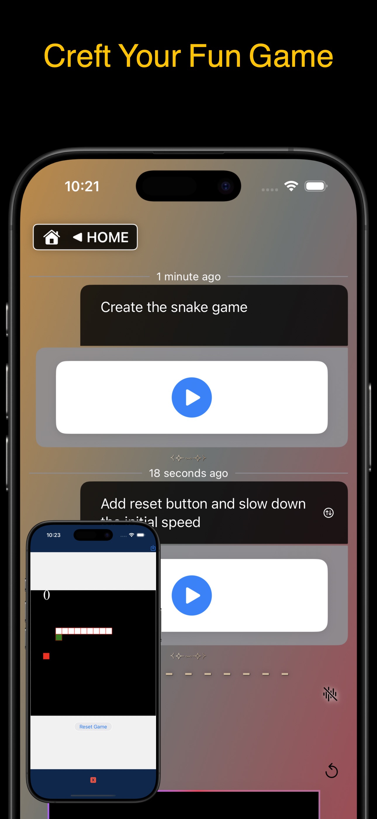 Mini App Creator interface